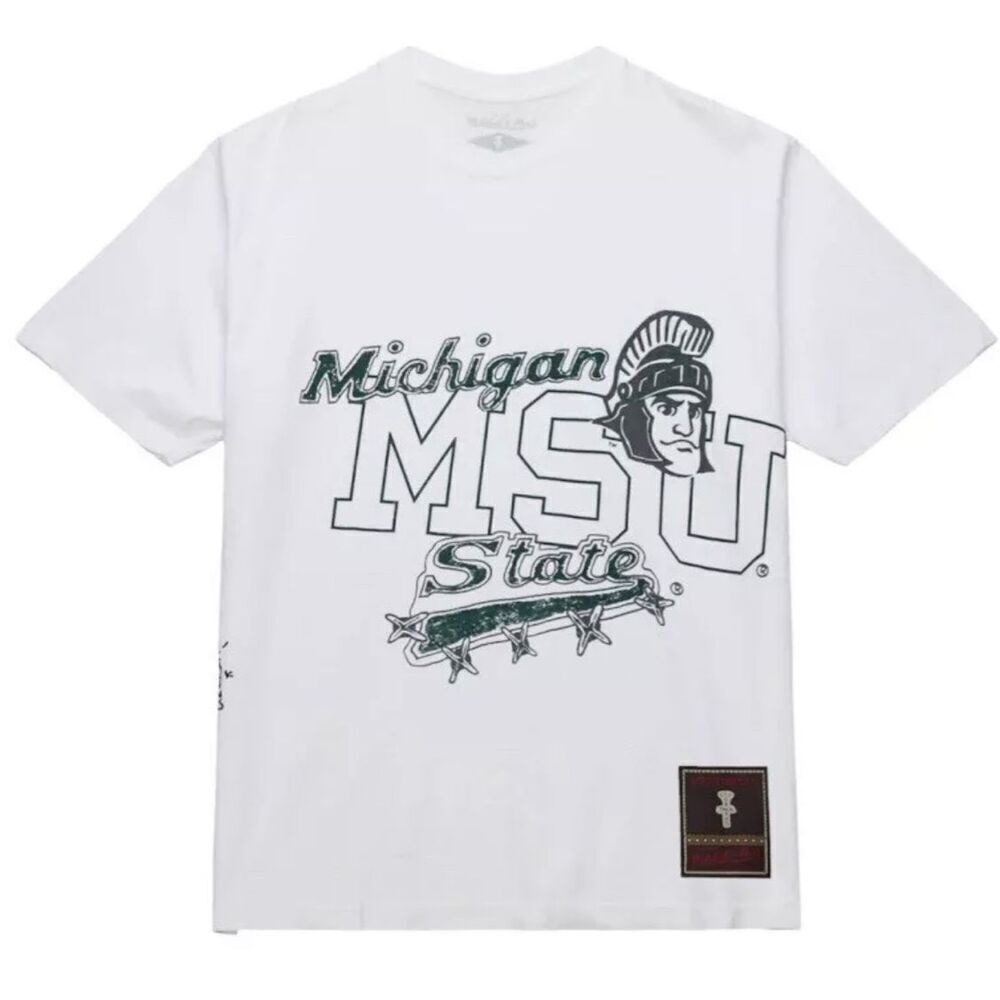 NWT Sealed Travis Scott Cactus Jack x Mitchell & Ness Michigan State MSU T Shirt